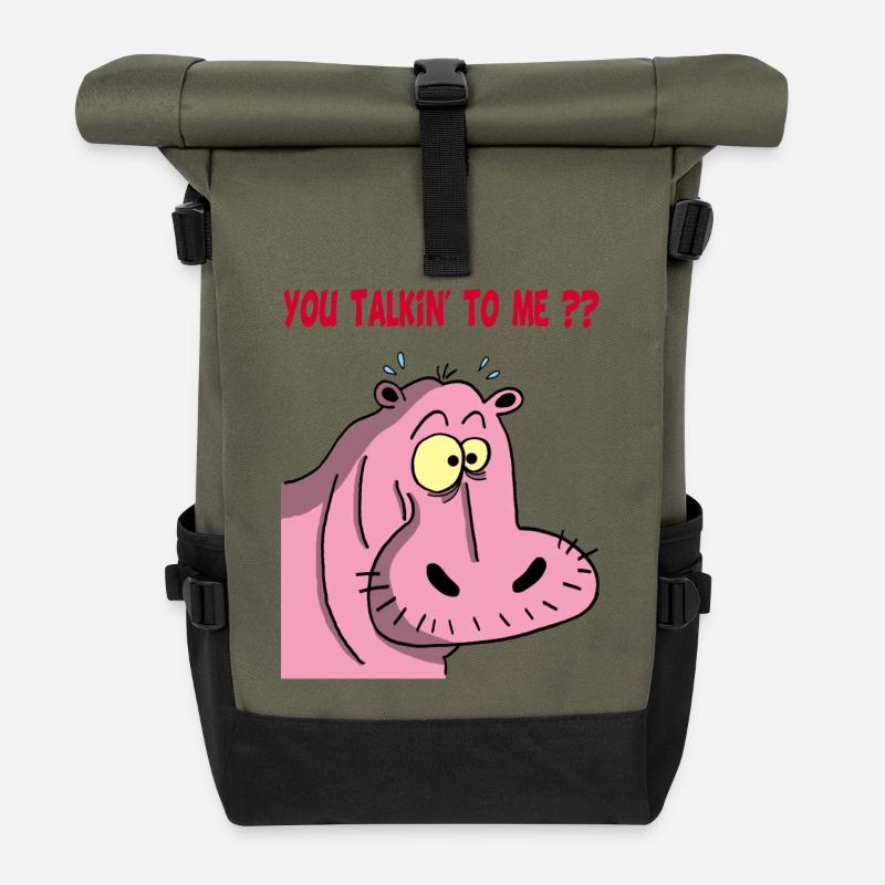 Rosa Nilpferd - Rolltop Rucksack - Olive/Schwarz