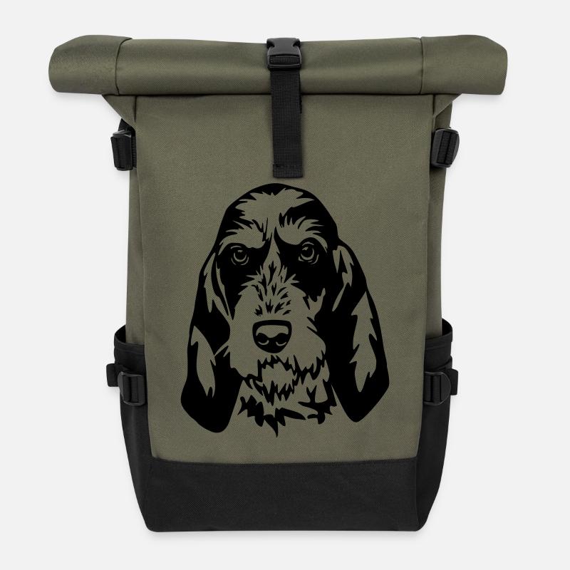 Griffon Bleu de Gascogne Tête - Sac à dos roll top - olive/noir