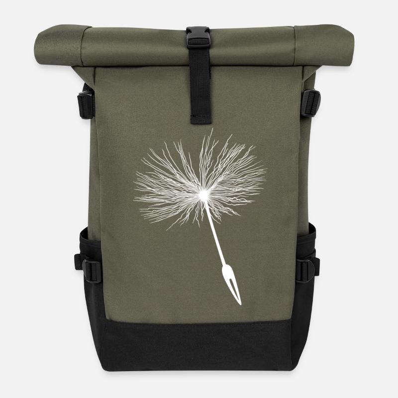Loewenzahn Samen Pusteblume - Rolltop Rucksack - Olive/Schwarz