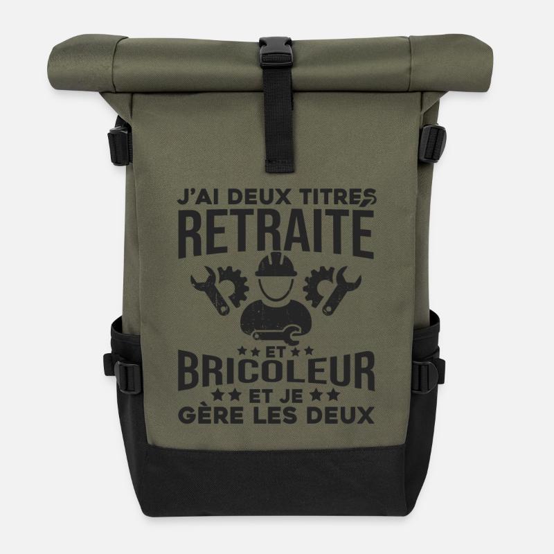 Retraité et bricoleur - Sac à dos roll top - olive/noir
