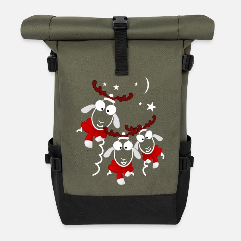 Weihnachten Rentiere - Rolltop Rucksack - Olive/Schwarz