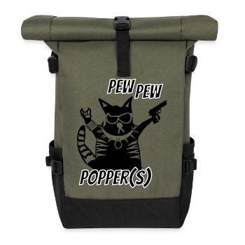 Rockerkatze Pew Pew Metal Festival - Rolltop Rucksack - Olive/Schwarz - Vorne