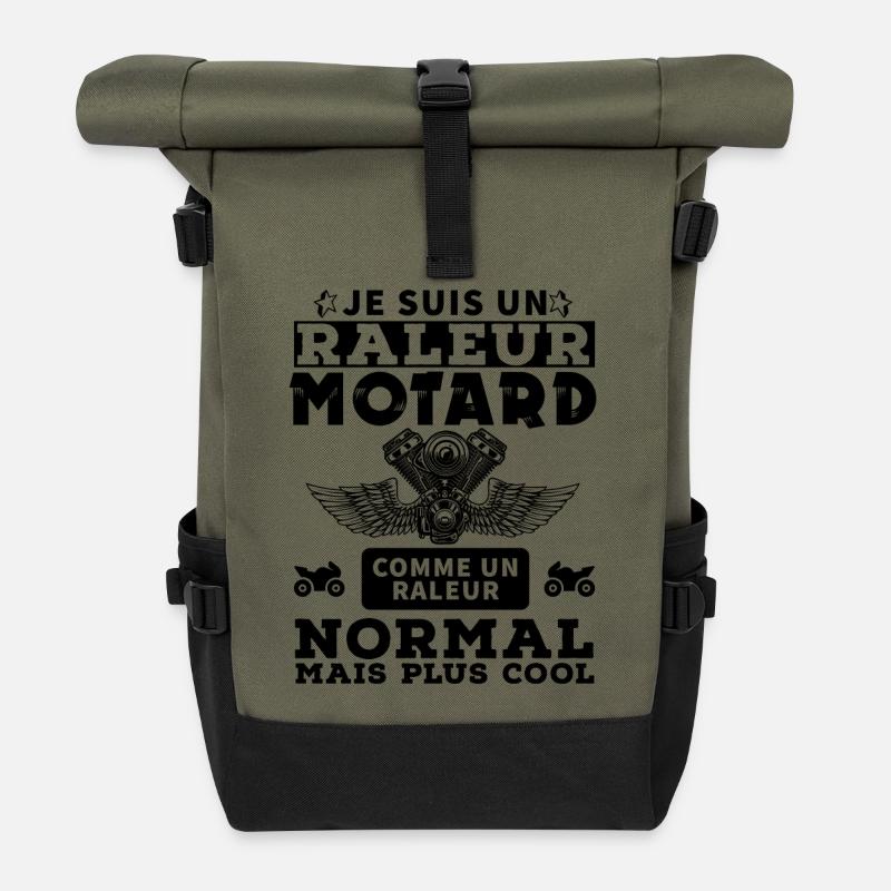 Râleur motard 2 - Sac à dos roll top - olive/noir