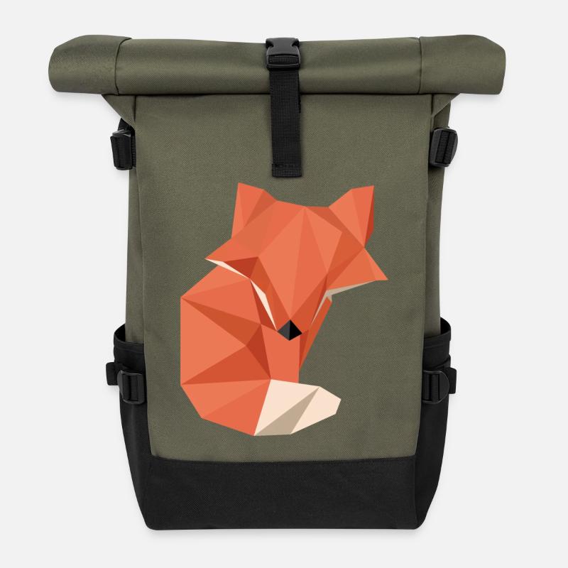 origami fox - Rolltop Rucksack - Olive/Schwarz