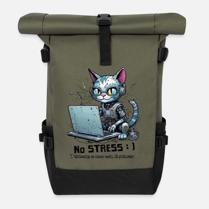 Geekiger Computer-Chat, Computer-Humor - Rolltop Rucksack - Olive/Schwarz