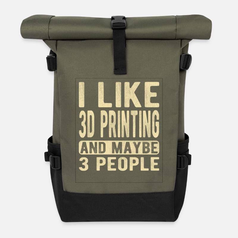3D-Druck Spruch - Rolltop Rucksack - Olive/Schwarz