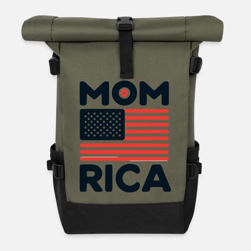 America Mom - Roll Top Backpack - olive/black