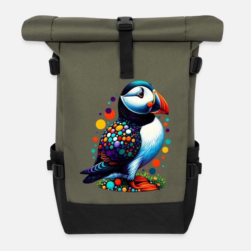 Papageitaucher - Rolltop Rucksack - Olive/Schwarz
