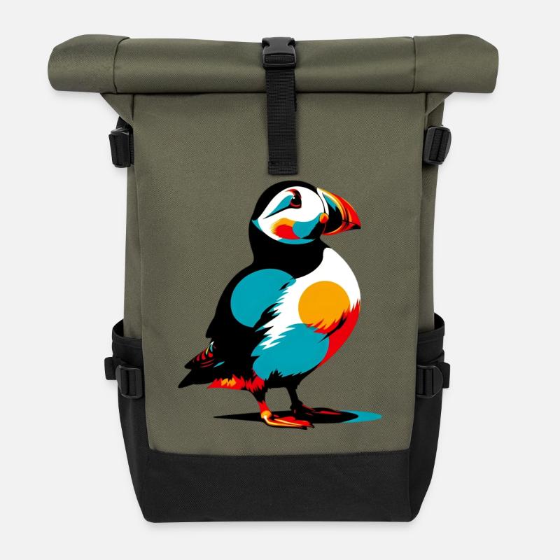 Papageitaucher - Rolltop Rucksack - Olive/Schwarz