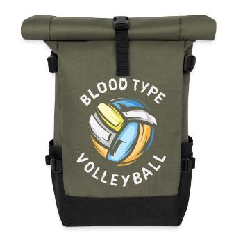 Blutgruppe Volleyball - Volleyballer und Vereine - Rolltop Rucksack - Olive/Schwarz - Vorne