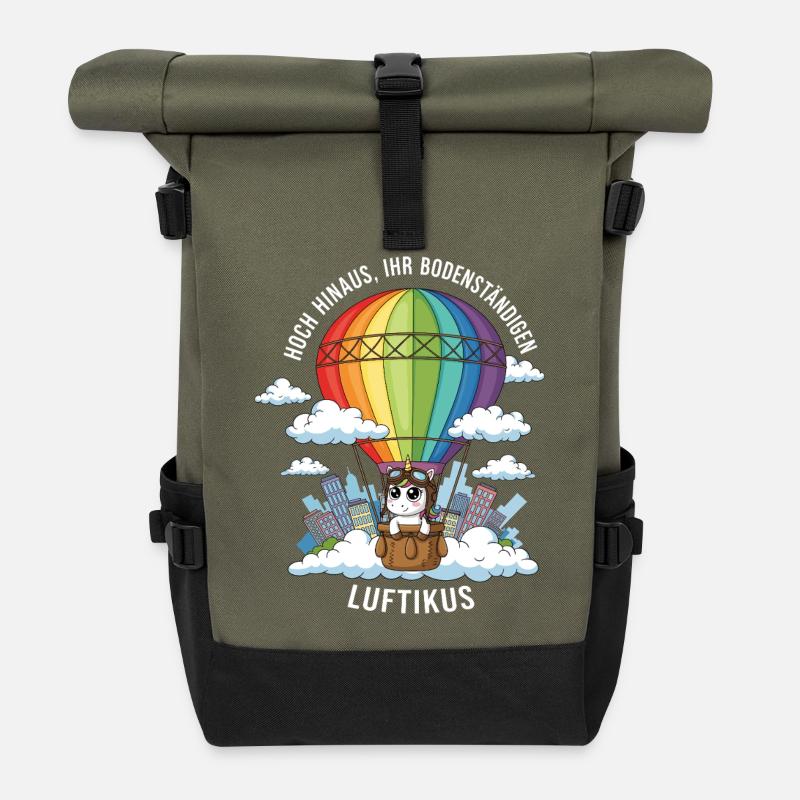 Luftikus-Einhorn - Rolltop Rucksack - Olive/Schwarz