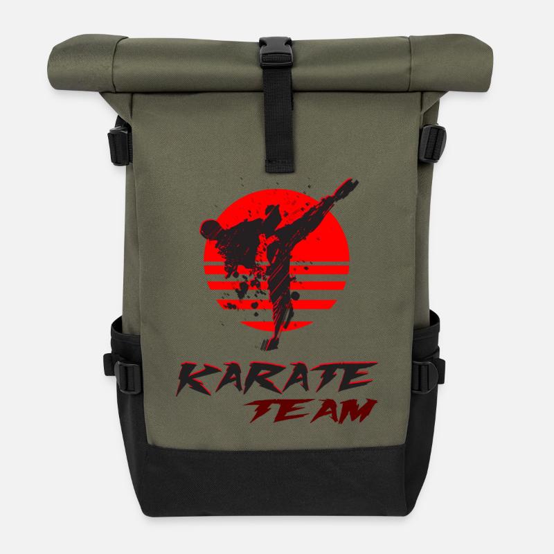 Karate Team - Roll Top Backpack - olive/black