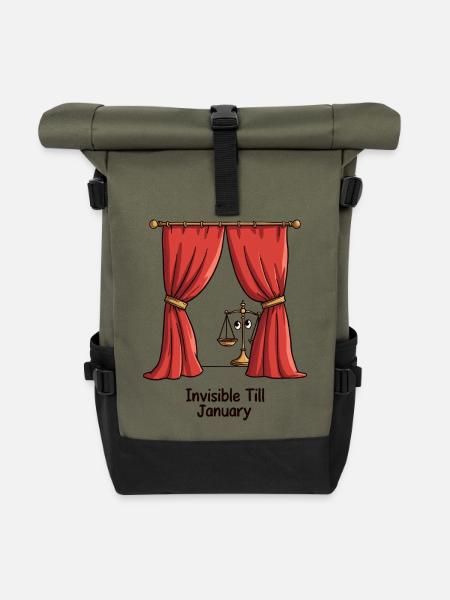 Unsichtbar bis Januar - Rolltop Rucksack - Olive/Schwarz