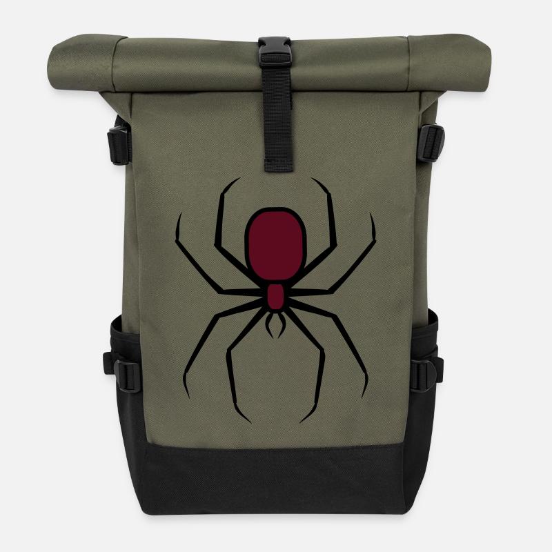 Spooky Halloween Creepy Goth Spider 3 - Roll Top Backpack - olive/black