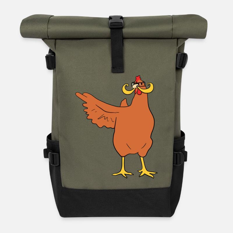 Pas de poulet ici - Sac à dos roll top - olive/noir