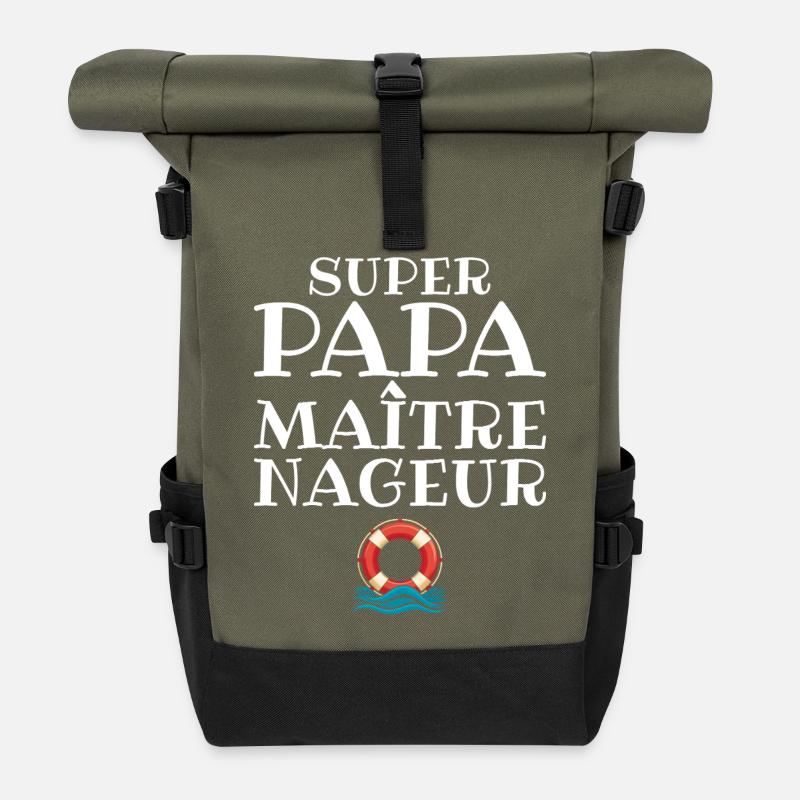 MNS Super Papa Rettungsschwimmer - Rolltop Rucksack - Olive/Schwarz