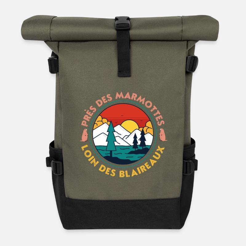 Sunset Mountain Pine Lake - Rolltop Rucksack - Olive/Schwarz