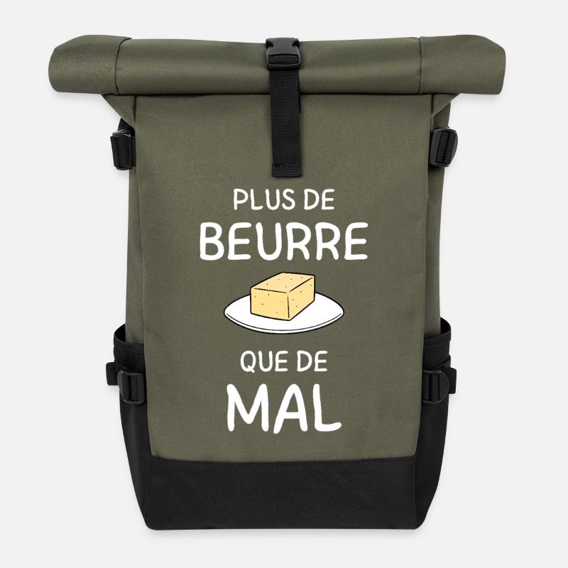 Plus de Beurre que de Mal - Sac à dos roll top - olive/noir