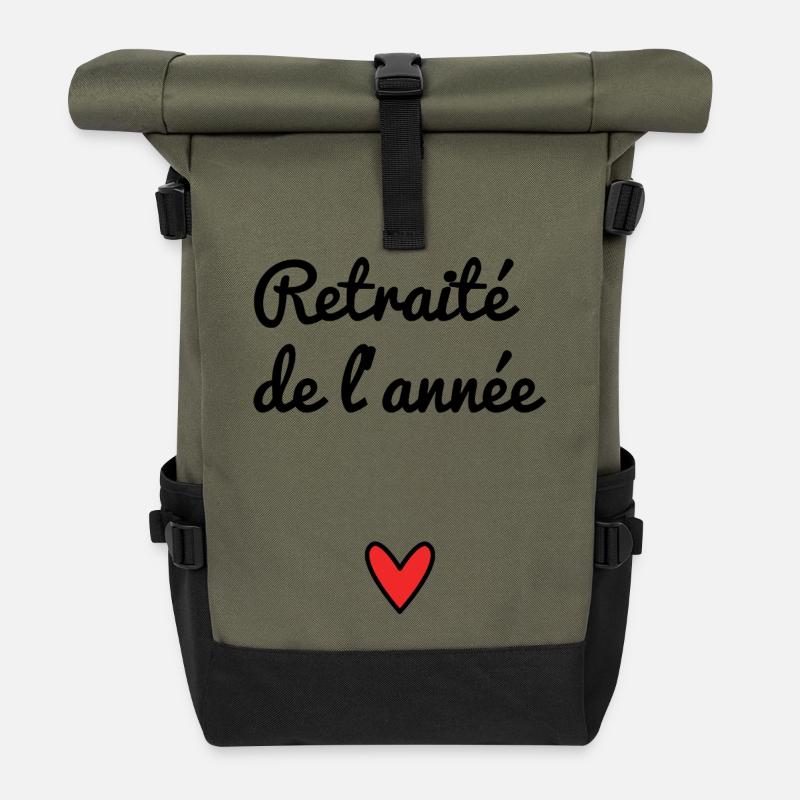RENTE. RENTE. PENSIONIERT. RENTE. HERZ - Rolltop Rucksack - Olive/Schwarz