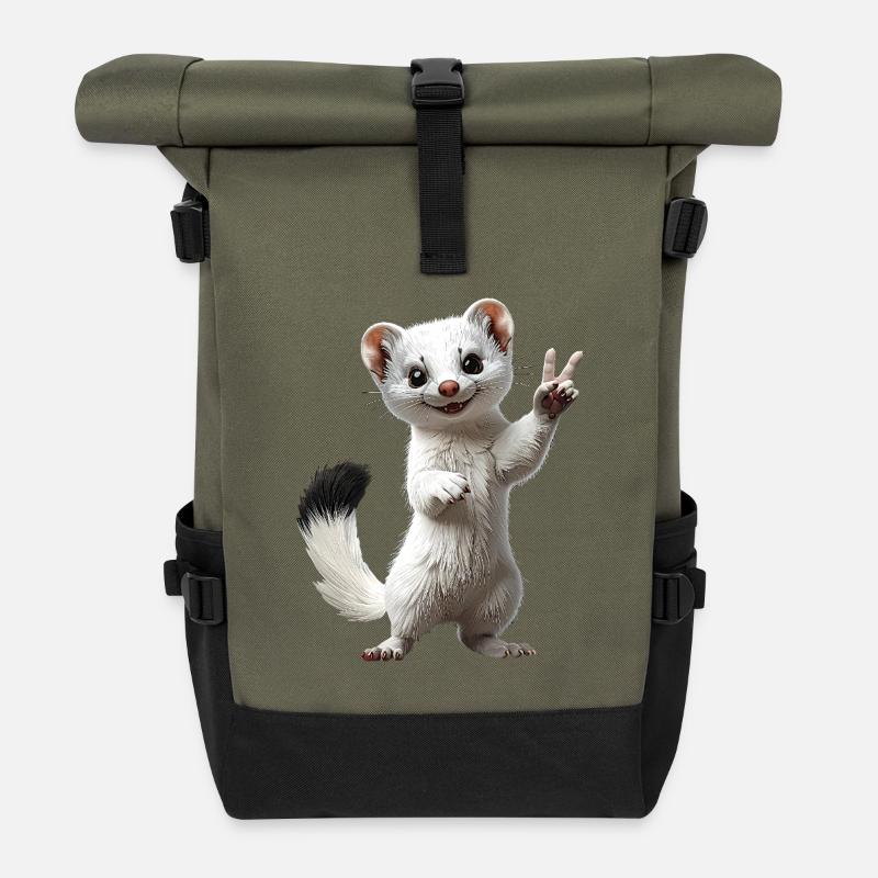 ermine - Roll Top Backpack - olive/black