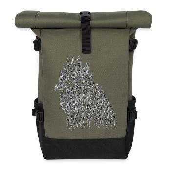Fans de poulet - Coq - Coq - Poulet fleur - Bio - Sac à dos roll top - olive/noir - Devant