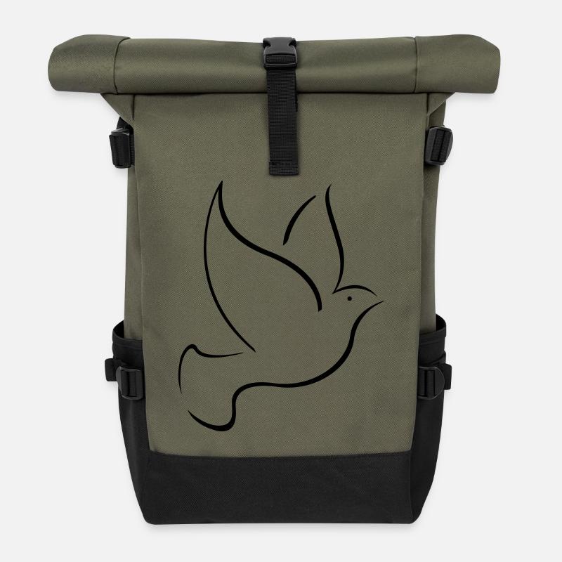 bird dove Taube Vogel peace - Rolltop Rucksack - Olive/Schwarz