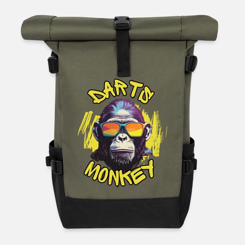 Dartmonkey with Sunglasses - Rolltop Rucksack - Olive/Schwarz