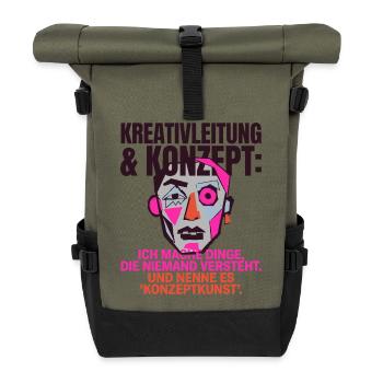 Brutalismus Truth Architektur Design - Rolltop Rucksack - Olive/Schwarz - Vorne