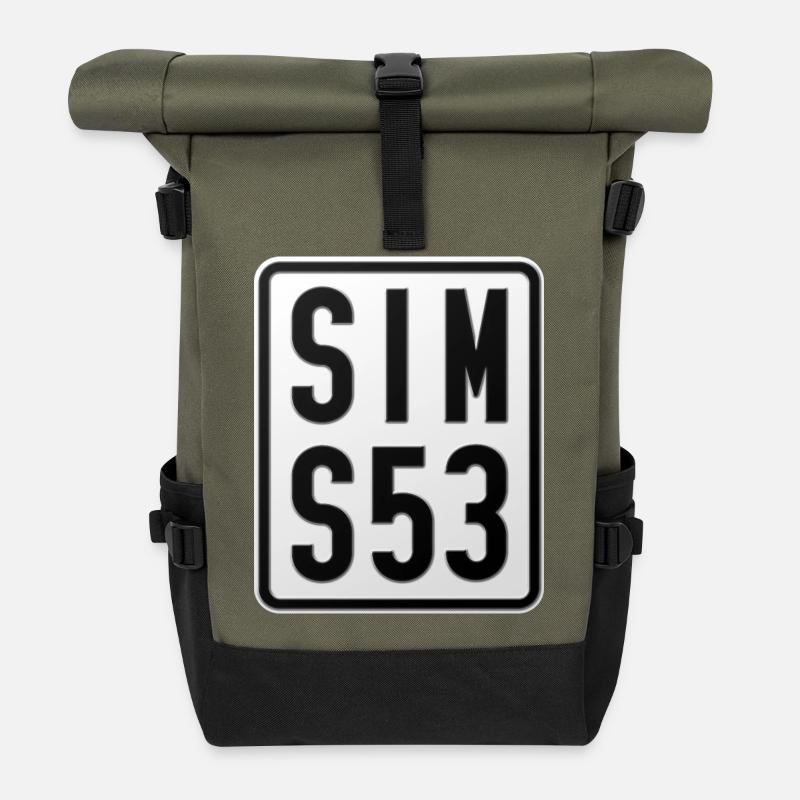 Simson S53 Moped License Plate - Roll Top Backpack - olive/black