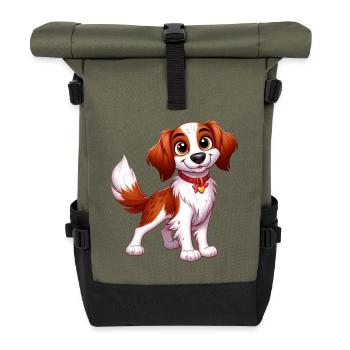 Brittany Spaniel 5 - Roll Top Backpack - olive/black - Front