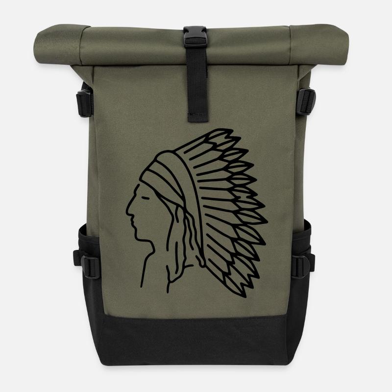 indianer - Rolltop Rucksack - Olive/Schwarz