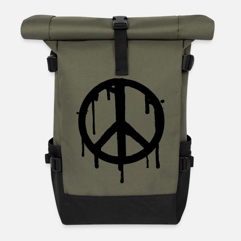 Dripping paix - Sac à dos roll top - olive/noir