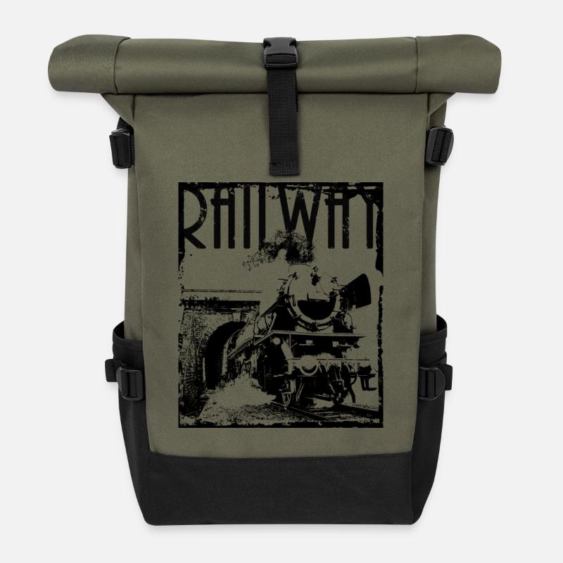 Railway - Roll Top Backpack - olive/black