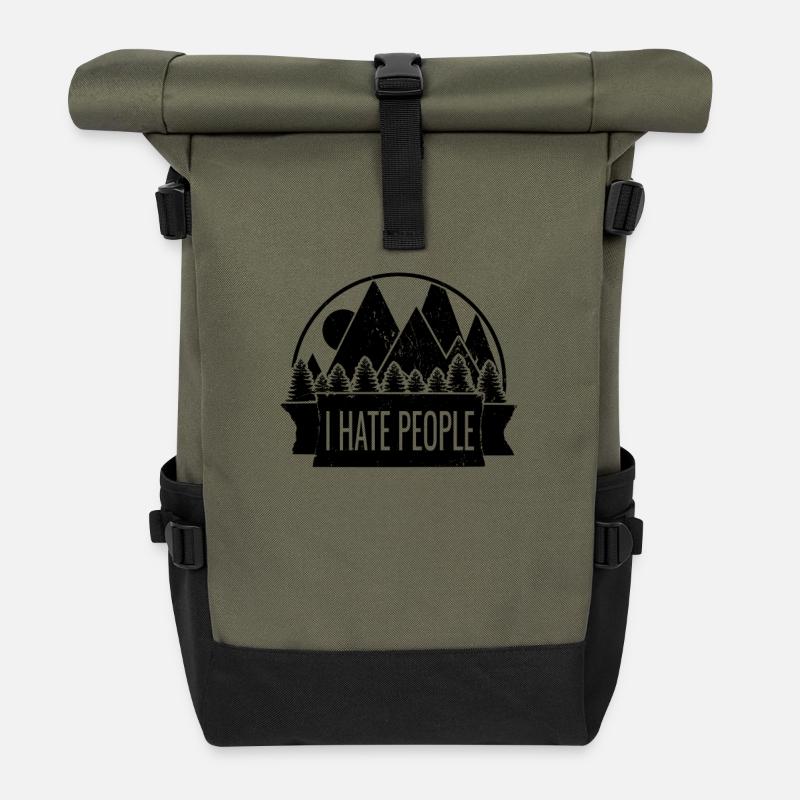 I Hate People - Rolltop Rucksack - Olive/Schwarz