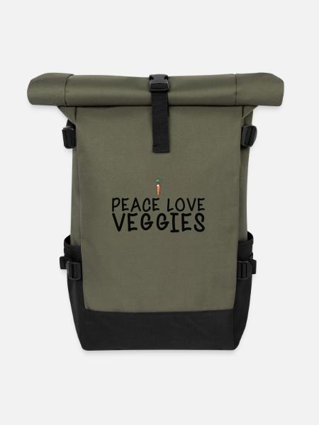 Vegan Veganer - Rolltop Rucksack - Olive/Schwarz