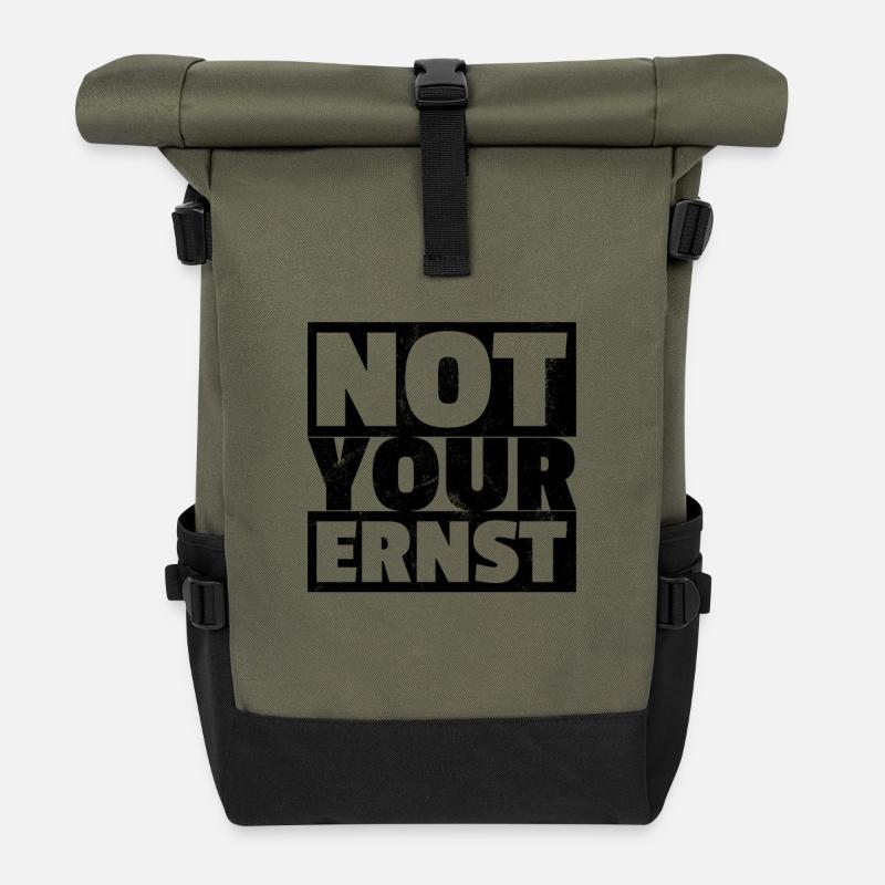 Not Your Ernst - Nicht Dein Ernst Denglisch - Rolltop Rucksack - Olive/Schwarz