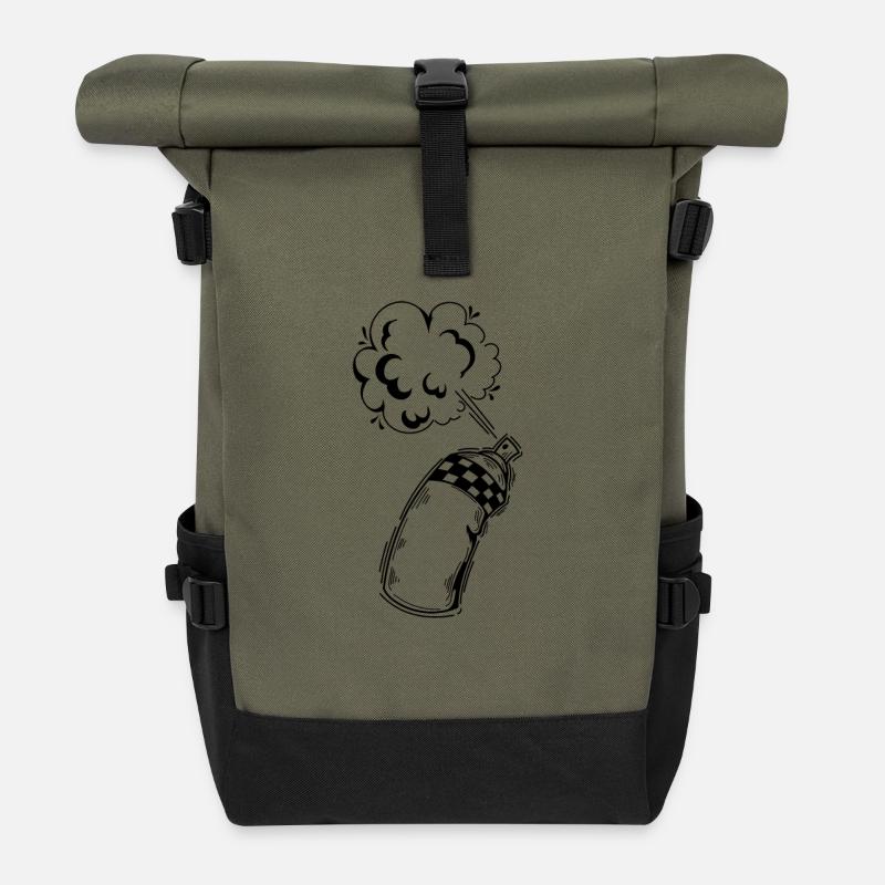 Spray Can Street Art Art Graffiti Style - Roll Top Backpack - olive/black