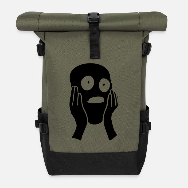 Gesicht der Angst - Rolltop Rucksack - Olive/Schwarz