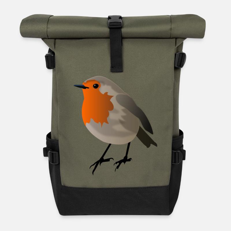 Rotkehlchen - Rolltop Rucksack - Olive/Schwarz