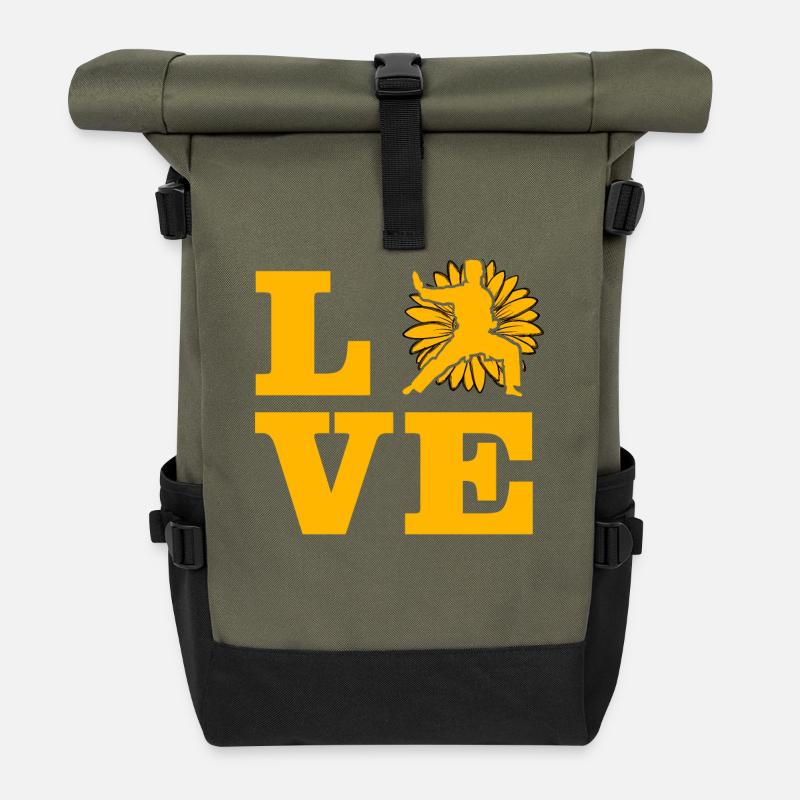 Love Karate - Roll Top Backpack - olive/black