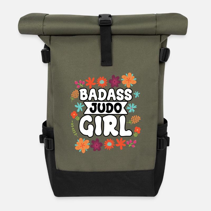 Badass Judo Mädchen - Rolltop Rucksack - Olive/Schwarz