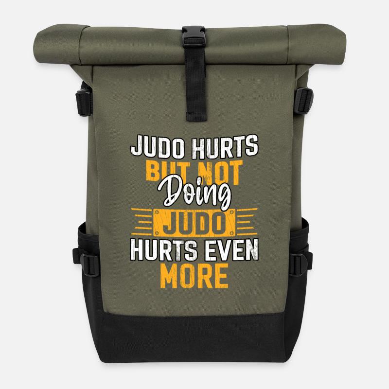 Judo hurts but not doing Judo hurts even more - Roll Top Backpack - olive/black