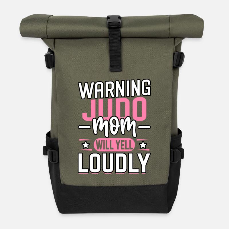 Warnung: Judo-Mama wird laut schreien - Rolltop Rucksack - Olive/Schwarz