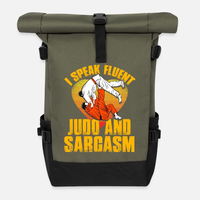 I speak Judo and Sarcasm - Roll Top Backpack - olive/black