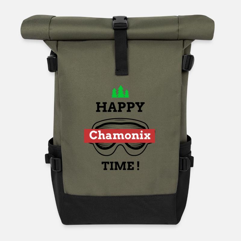 Happy Chamonix time - Sac à dos roll top - olive/noir