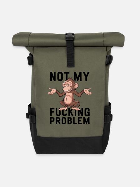 Lustiger Affenspruch Nicht mein Problem für einen - Rolltop Rucksack - Olive/Schwarz
