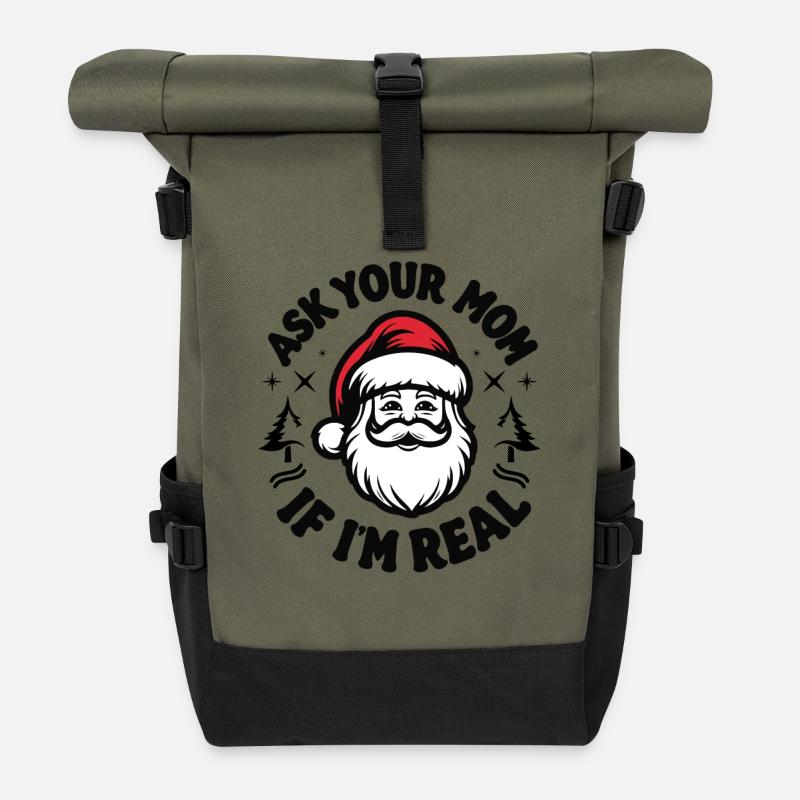 Demande à ta mère si je suis réel - Sac à dos roll top - olive/noir