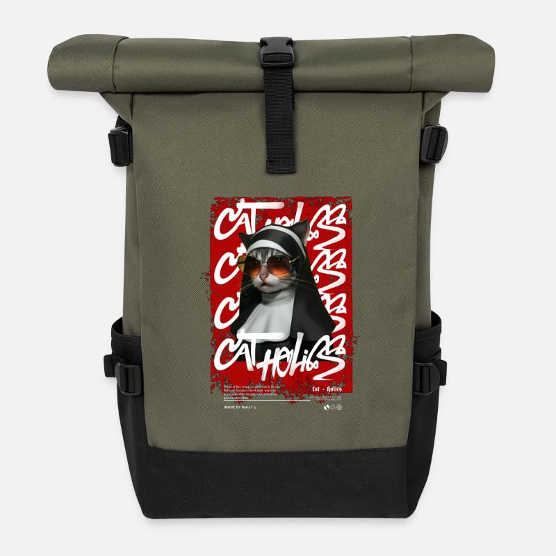 Cat-holics - Rolltop Rucksack - Olive/Schwarz