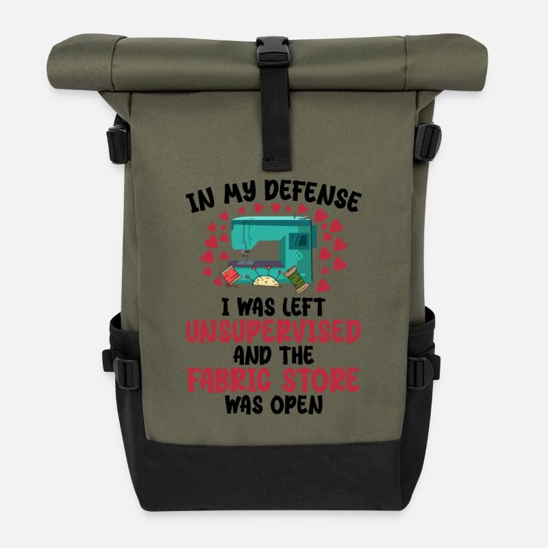 In my defense i was left unsupervised - Sac à dos roll top - olive/noir