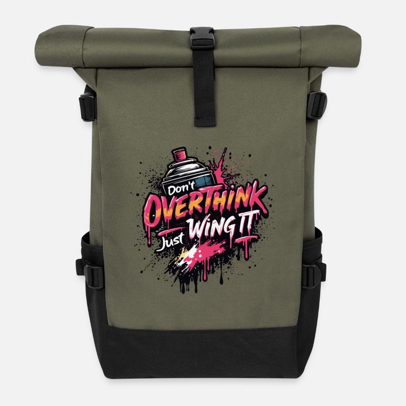 JUST WING IT - Roll Top Backpack - olive/black
